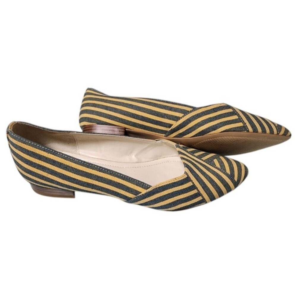 Anne Klein iFlex Fabric Pointed Toe Striped Flats Size 7.5M Akowain